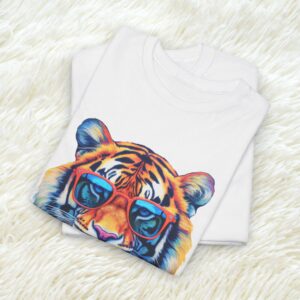 Tiger Tee, Colorful Crayon Drawing, Unisex Heavy Cotton