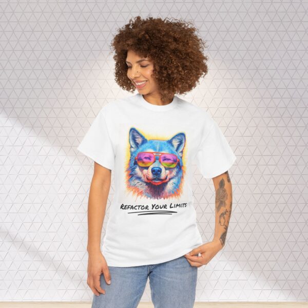 Wolf Tee - Colorful Crayon Drawing, Unisex Heavy Cotton Shirt - Image 3