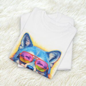 Wolf Tee - Colorful Crayon Drawing, Unisex Heavy Cotton Shirt