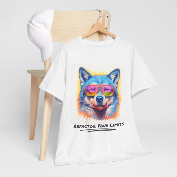 Wolf Tee - Colorful Crayon Drawing, Unisex Heavy Cotton Shirt - Image 2