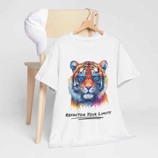 Tiger Tee, Colorful Crayon Drawing, Unisex Heavy Cotton - Image 2