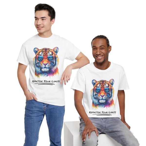 Tiger Tee, Colorful Crayon Drawing, Unisex Heavy Cotton - Image 7