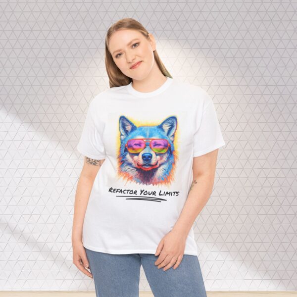 Wolf Tee - Colorful Crayon Drawing, Unisex Heavy Cotton Shirt - Image 4