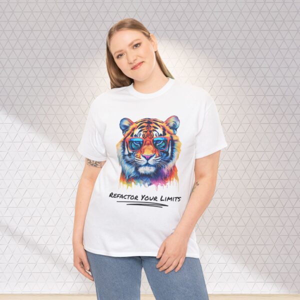 Tiger Tee, Colorful Crayon Drawing, Unisex Heavy Cotton - Image 4