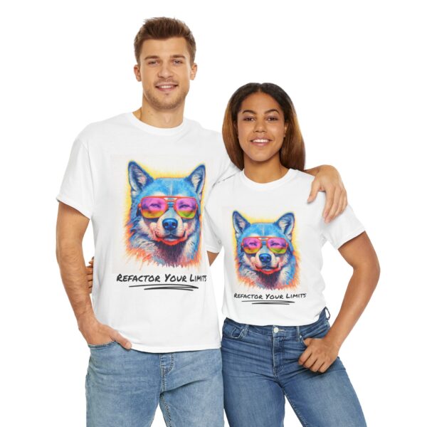 Wolf Tee - Colorful Crayon Drawing, Unisex Heavy Cotton Shirt - Image 5