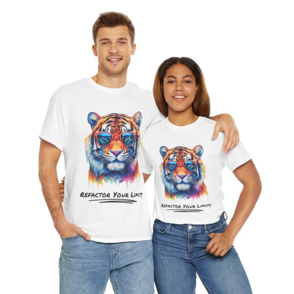 Tiger Tee, Colorful Crayon Drawing, Unisex Heavy Cotton - Image 5